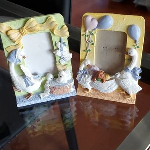 2 Vtg 3D Mother Goose & Babies Picture Frames